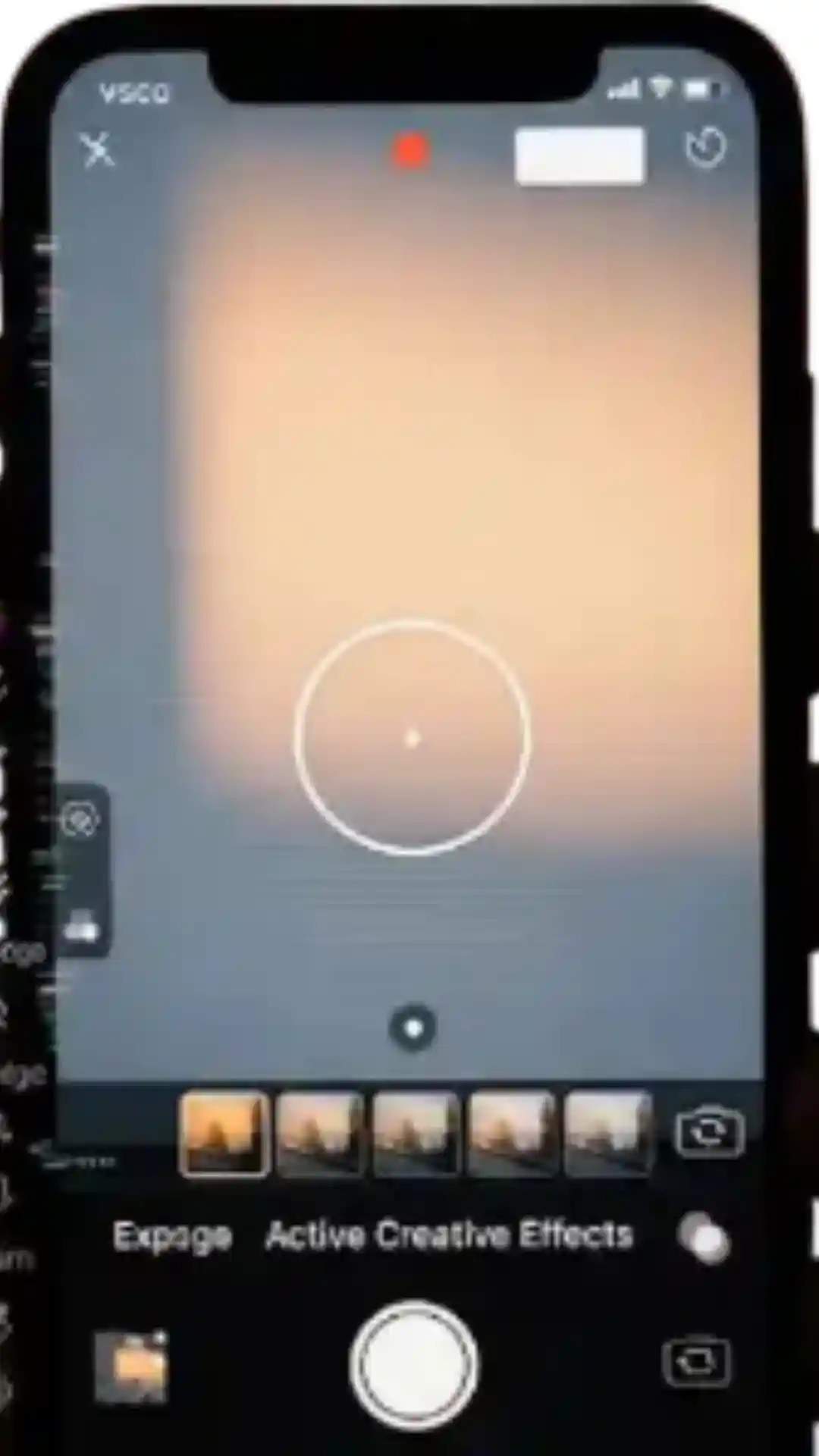 Smartphone lens view in VSCO