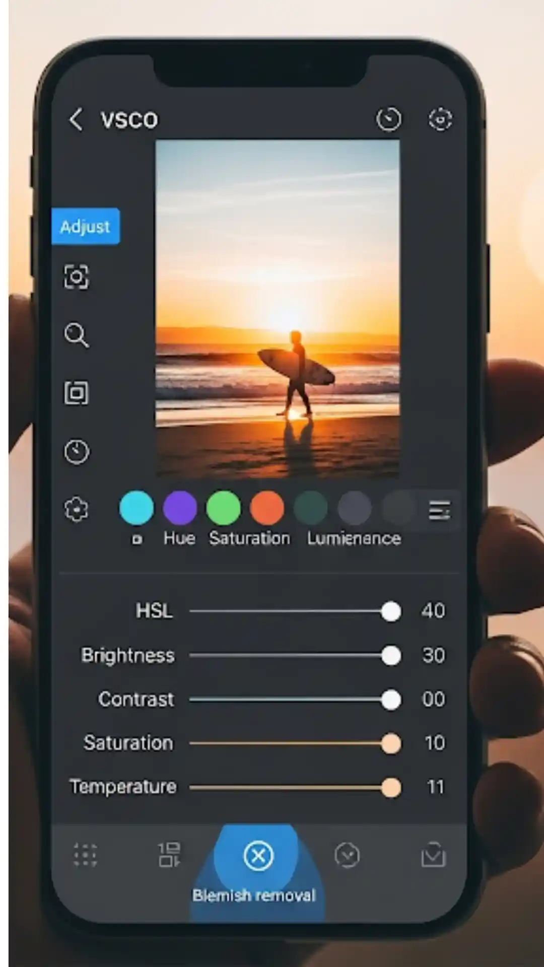 VSCO app - Edit photo with color tools